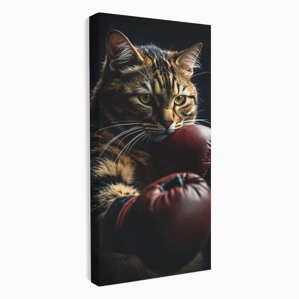 Tablou canvas cu tablou canvas cu motan boxer, fara rama, pe sasiu de lemn